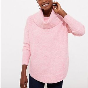 LOFT Pink Cowl Neck Poncho Sweater Size S